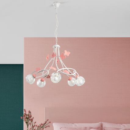 Lustră pentru copii BUTTERFLY 5xE14/6W/230V ONLI
