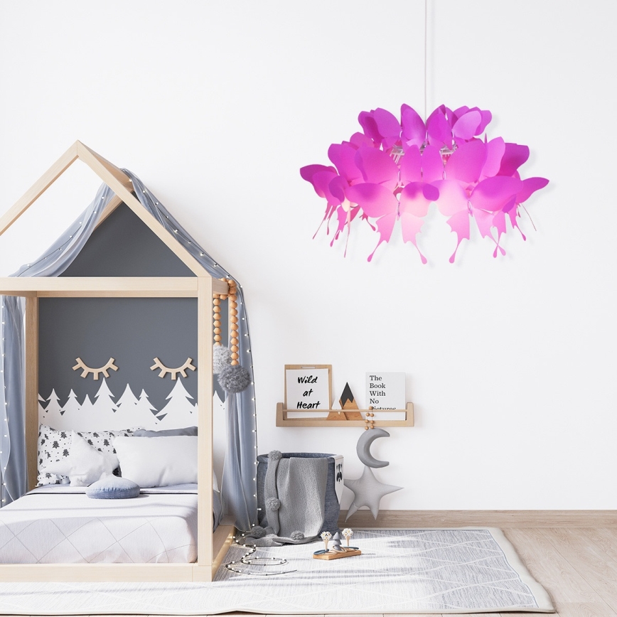 Lustră pentru copii FARFALLA 1xE27/60W/230V roz
