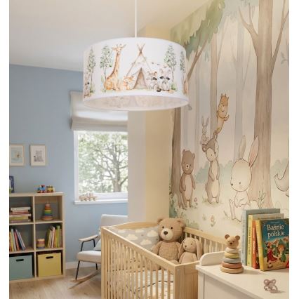 Lustră pentru copii KIDS ROOM, 1x E27/60W/230V, Ø 40 cm, cu animăluțe