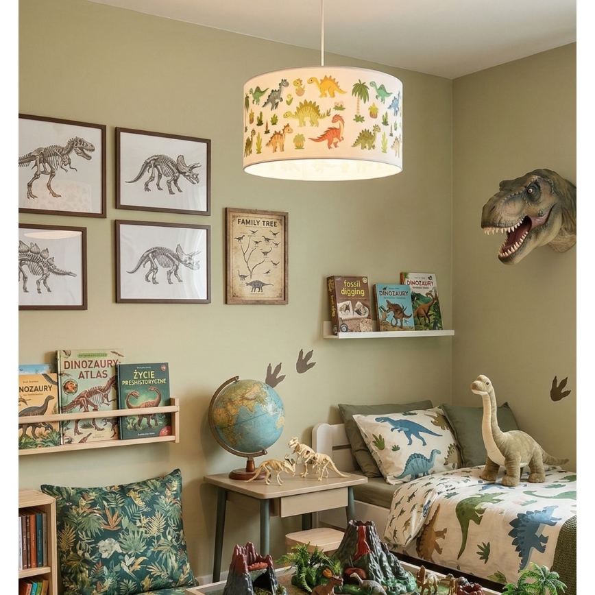 Lustră pentru copii KIDS ROOM 1xE27/60W/230V Ø 40 cm - dinozaur