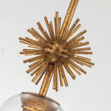 Lustră pe tijă Quoizel STARING 1xE27/40W/230V d. 18,4 cm auriu/patină/transparent