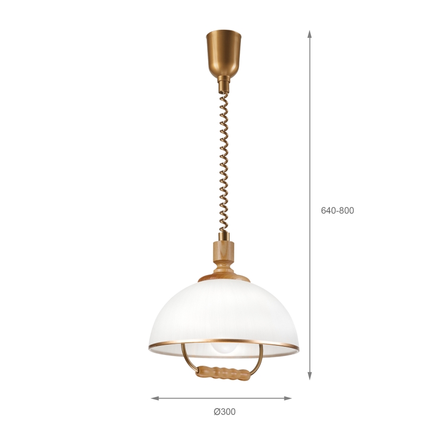 Lustră reglabilă RAMONA 1xE27/60W/230V maro/alb/stejar