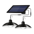 Lustră solară LED reglabilă pe cablu, cu senzor, 2xLED/1,8W/3,7V, IP44, 6500K, 2400 mAh + telecomandă