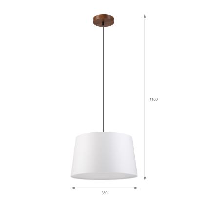 Lustră suspendată AIDA pe cablu, 1xE27, 60W, 230V, Ø 35 cm, stejar/nuc/alb