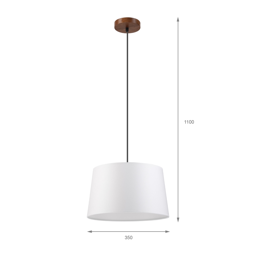 Lustră suspendată AIDA pe cablu, 1xE27, 60W, 230V, Ø 35 cm, stejar/nuc/alb