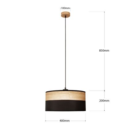 Lustră suspendată ALBA 1xE27/15W/230V Ø 40 cm negru/maro
