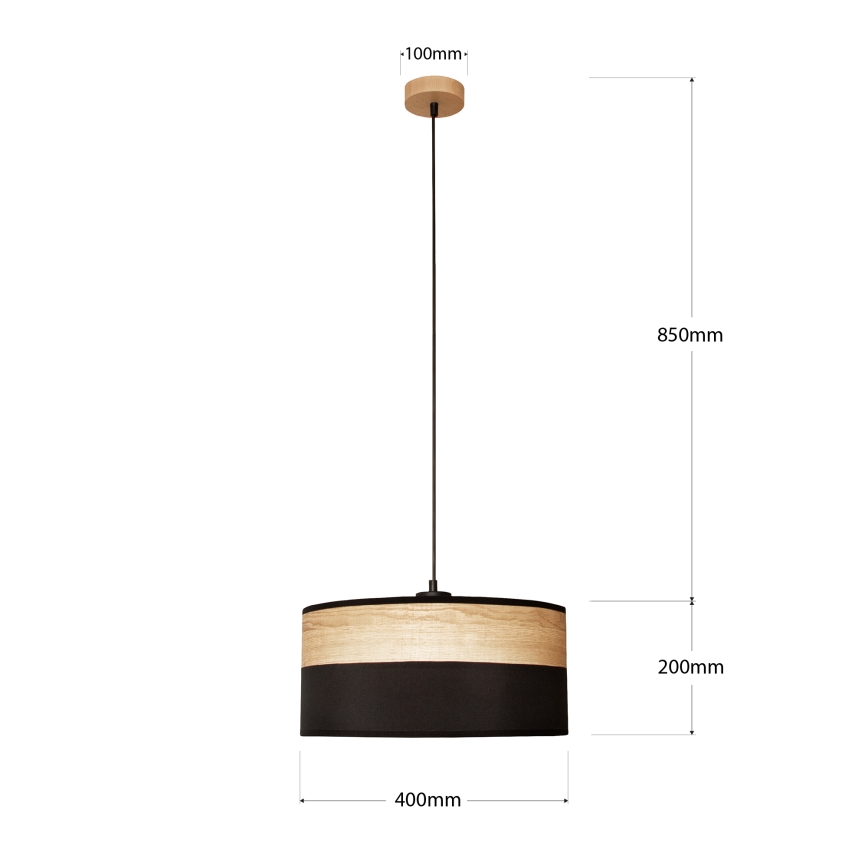 Lustră suspendată ALBA 1xE27/15W/230V Ø 40 cm negru/maro