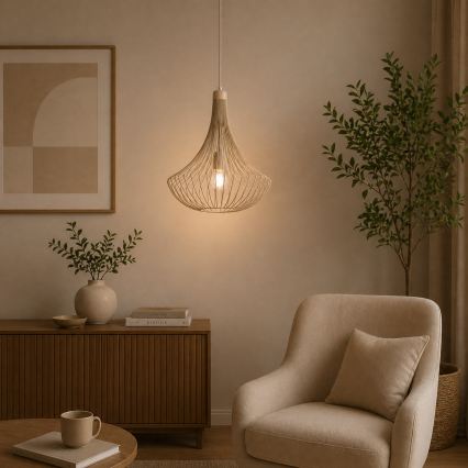Lustră suspendată BALERINA pe cablu 1xE27/15W/230V bej