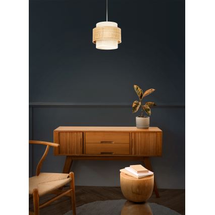 Lustră suspendată BOHO 1xE27/60W/230V, Ø 20 cm, iută/crem