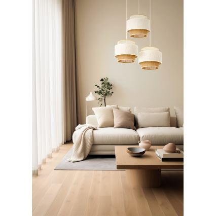 Lustră suspendată BOHO pe cablu 3xE27/60W/230V alb/iută