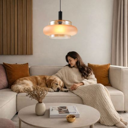 Lustră suspendată BRIZI pe cablu 1xE27/40W/230V bej/fumuriu