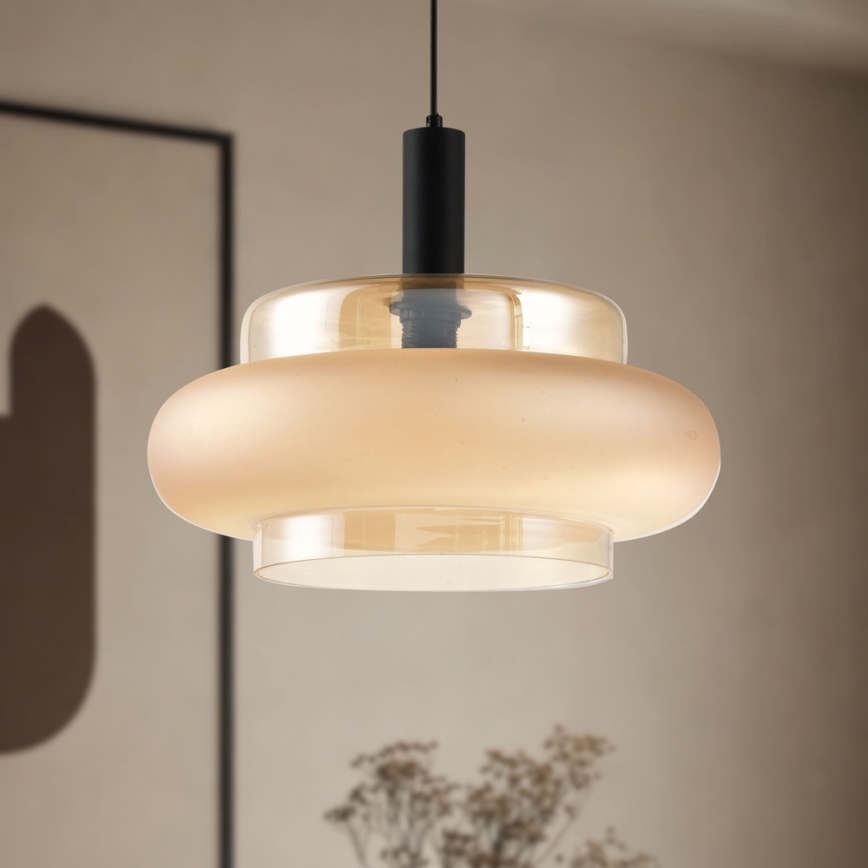 Lustră suspendată BRIZI pe cablu 1xE27/40W/230V bej/fumuriu