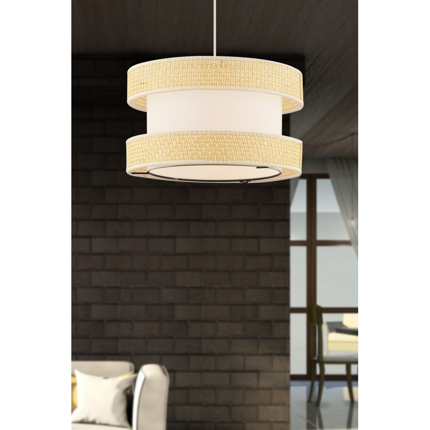 Lustră suspendată cu cablu HALO 1xE27/60W/230V crem/bej