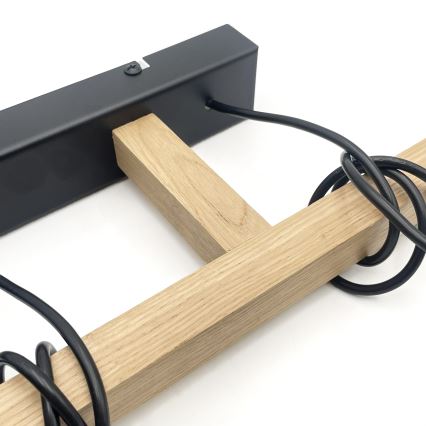 Lustră suspendată cu cablu LEANDRA, 3xE27/15W/230V, stejar/negru