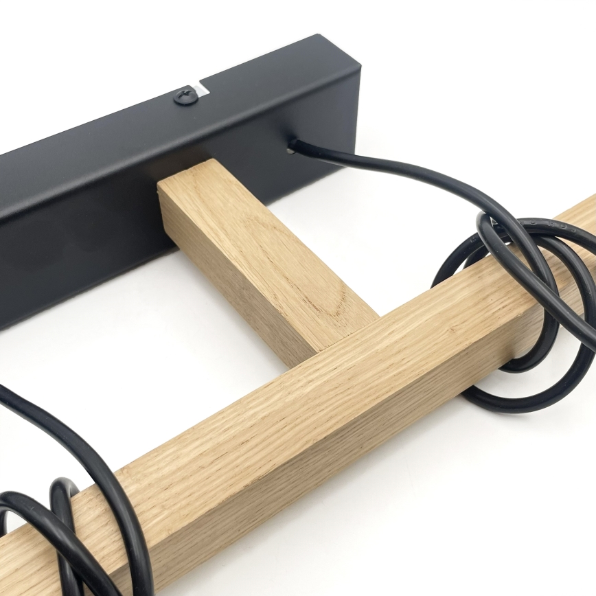 Lustră suspendată cu cablu LEANDRA, 3xE27/15W/230V, stejar/negru