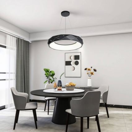 Lustră suspendată cu cablu LED REUS, 36W, 230V, 4000K, Ø 61 cm, negru