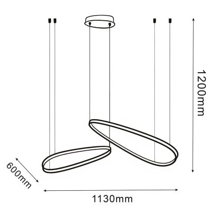 Lustră suspendată cu cablu MICHELLE LED, 48W, 230V, 4000K, neagră