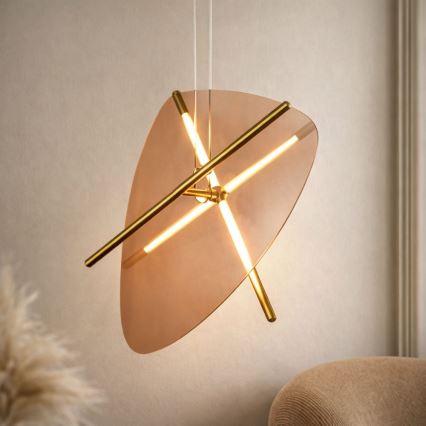 Lustră suspendată cu cablu RELAX LED/15W/230V auriu/maro fumuriu