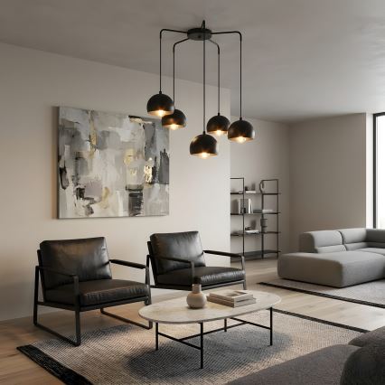 Lustră suspendată cu cablu SOOL 5xE27/15W/230V, negru