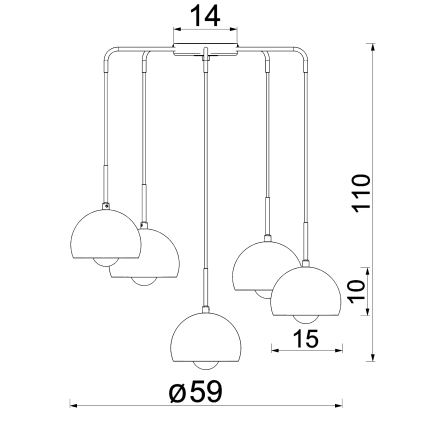 Lustră suspendată cu cablu SOOL 5xE27/15W/230V, negru