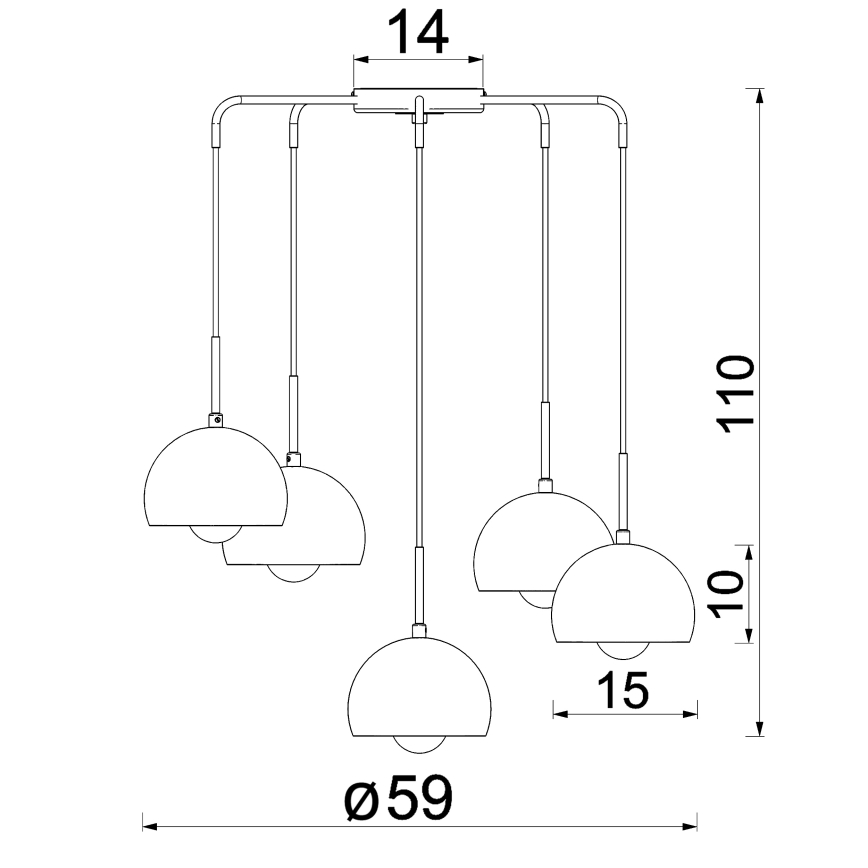 Lustră suspendată cu cablu SOOL 5xE27/15W/230V, negru