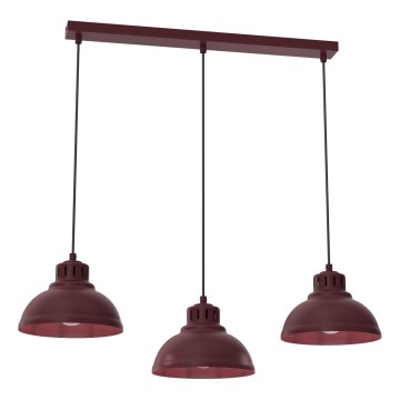 Lustră suspendată cu cablu SVEN 3xE27/15W/230V burgundiu