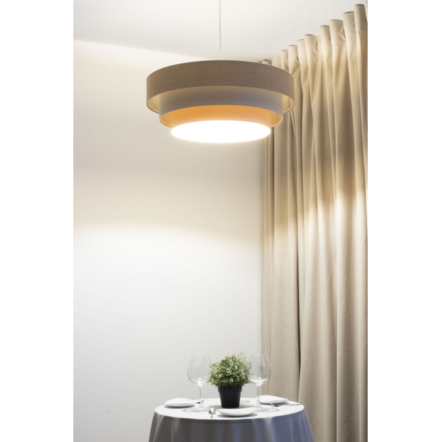 Lustră suspendată cu cablu TRINITI 1xE27/60W/230V diam. 40 cm bej/crem