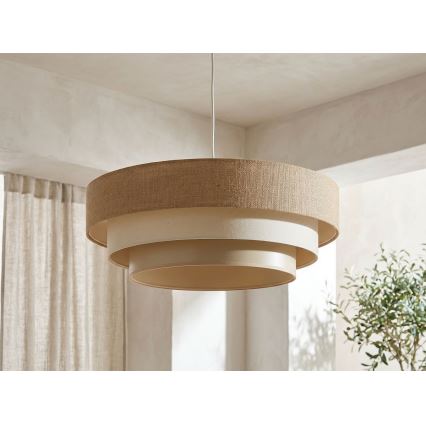 Lustră suspendată cu cablu TRINITI 1xE27/60W/230V diam. 40 cm bej/crem