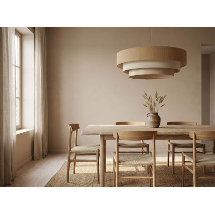 Lustră suspendată cu cablu TRINITI 1xE27/60W/230V diam. 40 cm bej/crem