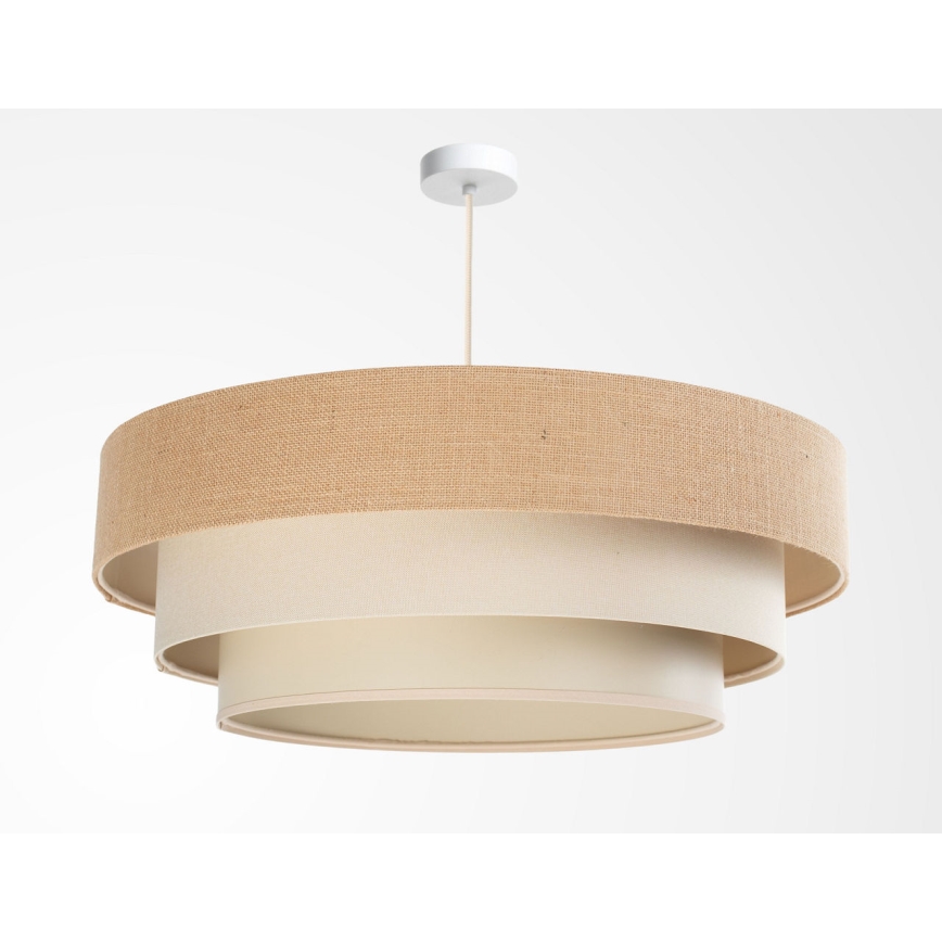 Lustră suspendată cu cablu TRINITI 1xE27/60W/230V diam. 40 cm bej/crem