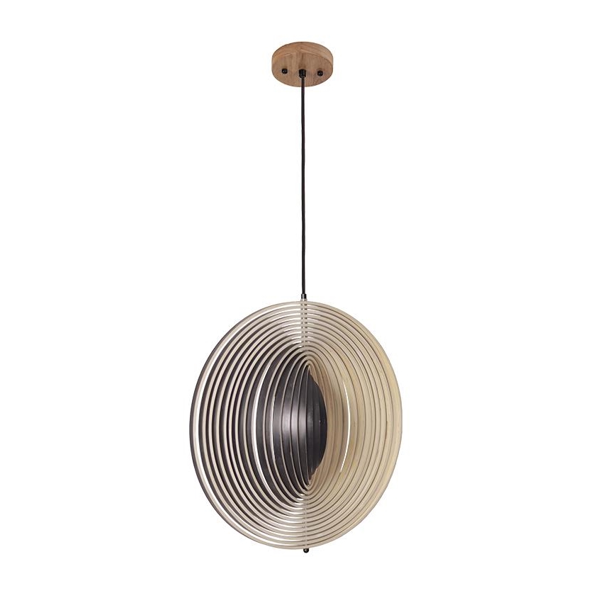 Lustră suspendată din lemn cu cablu, 1xE27/60W/230V, Ø 50 cm, lemn masiv/furnir/lemn de cauciuc