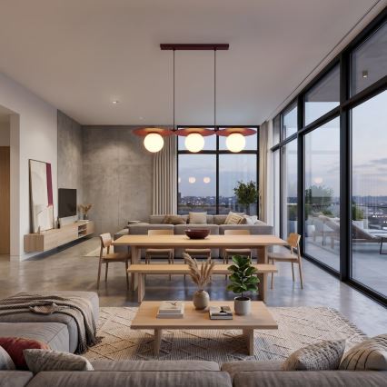 Lustră suspendată FLAT 3xE27/15W/230V vișiniu