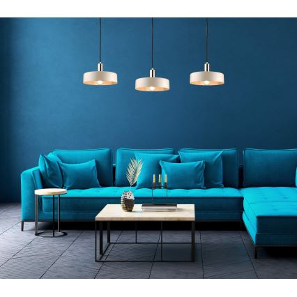 Lustră suspendată LATTE 3xE27/60W/230V bej/negru/auriu