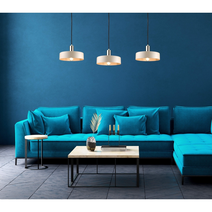 Lustră suspendată LATTE 3xE27/60W/230V bej/negru/auriu