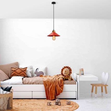 Lustră suspendată MANAVGAT, 1xE27/40W/230V, roșu/maro