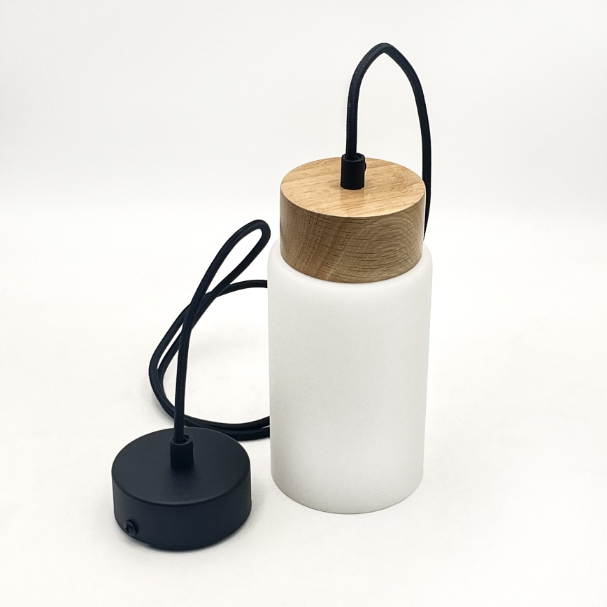 Lustră suspendată MARKUS pe cablu 1xE27/15W/230V negru/stejar