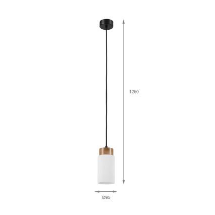 Lustră suspendată MARKUS pe cablu 1xE27/15W/230V negru/stejar