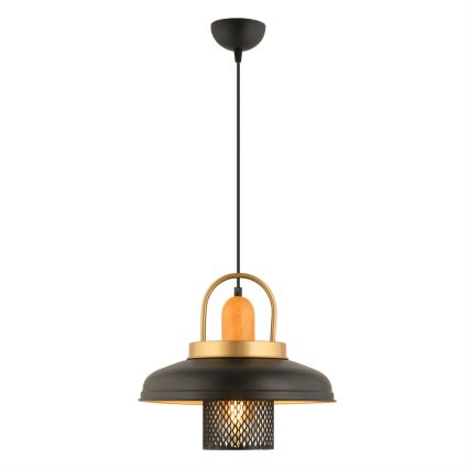 Lustră suspendată MONZA 1xE27/40W/230V, diam. 32 cm, negru/auriu