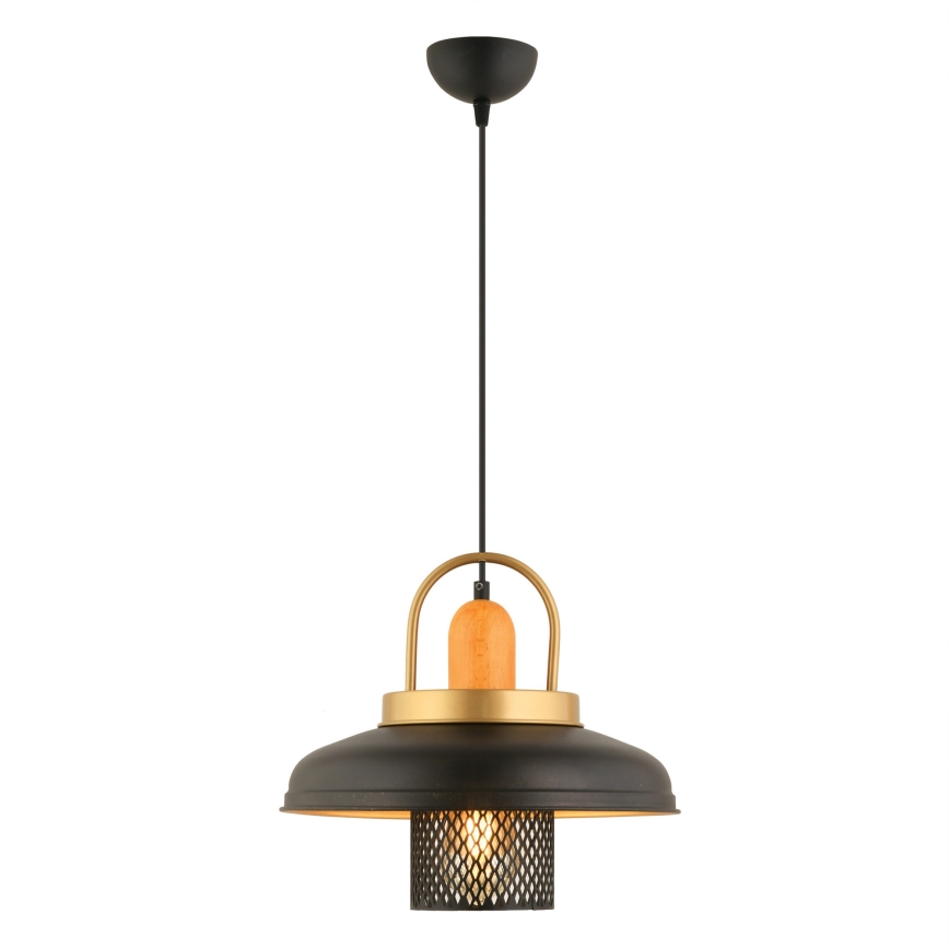 Lustră suspendată MONZA 1xE27/40W/230V, diam. 32 cm, negru/auriu