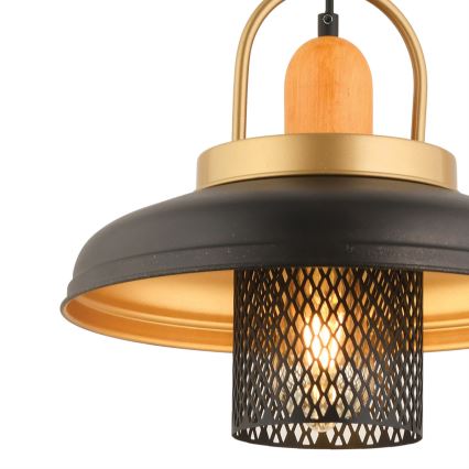 Lustră suspendată MONZA 1xE27/40W/230V, diam. 32 cm, negru/auriu