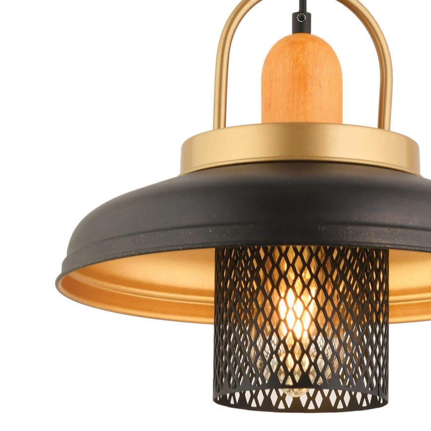 Lustră suspendată MONZA 1xE27/40W/230V, diam. 32 cm, negru/auriu
