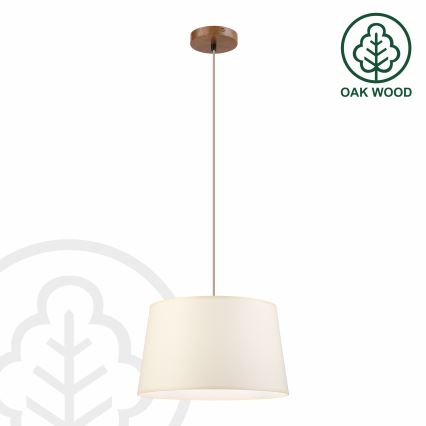 Lustră suspendată pe cablu AIDA 1xE27/15W/230V, Ø 35 cm, stejar/crem