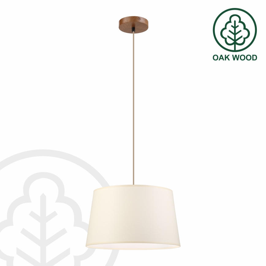 Lustră suspendată pe cablu AIDA 1xE27/15W/230V, Ø 35 cm, stejar/crem