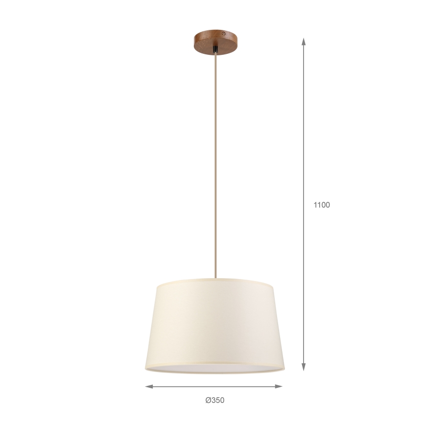 Lustră suspendată pe cablu AIDA 1xE27/15W/230V, Ø 35 cm, stejar/crem
