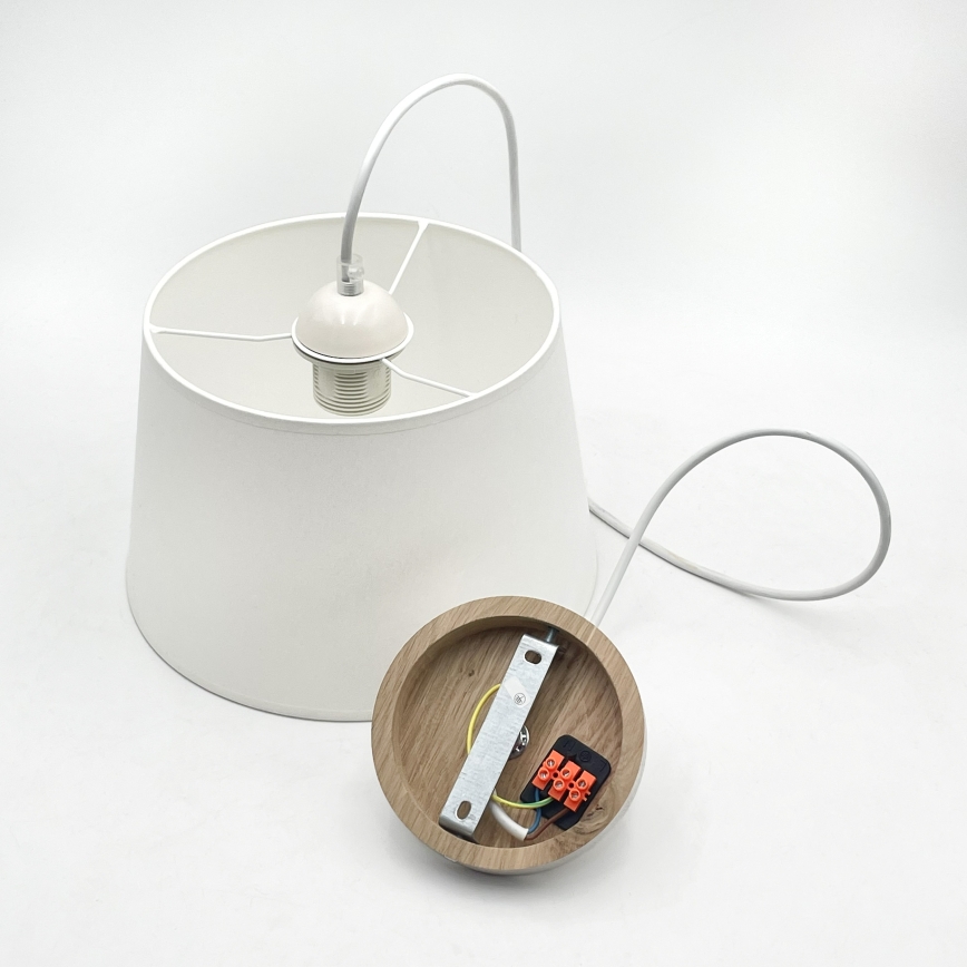 Lustră suspendată pe cablu AIDA 1xE27/60W/230V Ø 25 cm stejar/alb