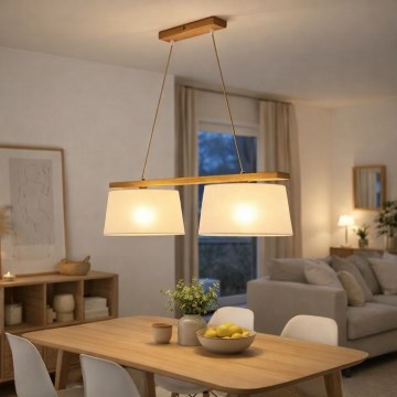 Lustră suspendată pe cablu AIDA 2xE27/60W/230V, diametru 35 cm, stejar