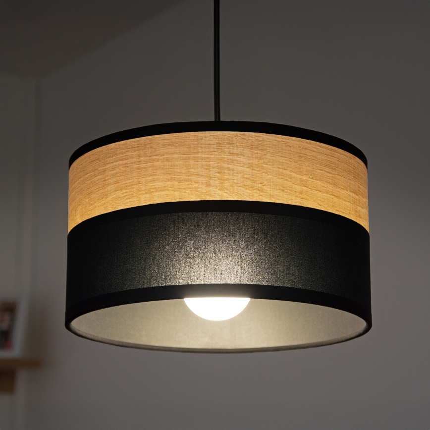 Lustră suspendată pe cablu ALBA, 1xE27/15W/230V, Ø 20 cm, negru/maro