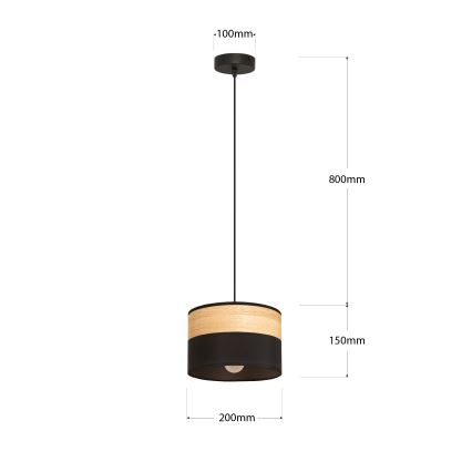 Lustră suspendată pe cablu ALBA, 1xE27/15W/230V, Ø 20 cm, negru/maro