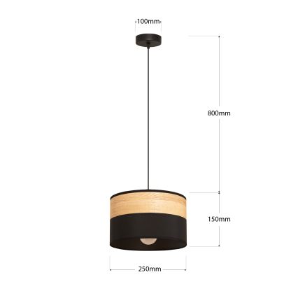Lustră suspendată pe cablu ALBA 1xE27/15W/230V Ø 25 cm negru/maro