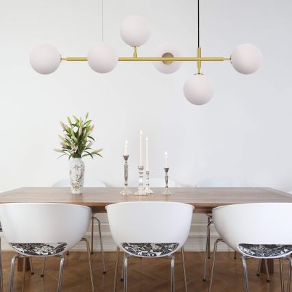 Lustră suspendată pe cablu ALISA, 6 x E14, 40 W, 230 V, auriu